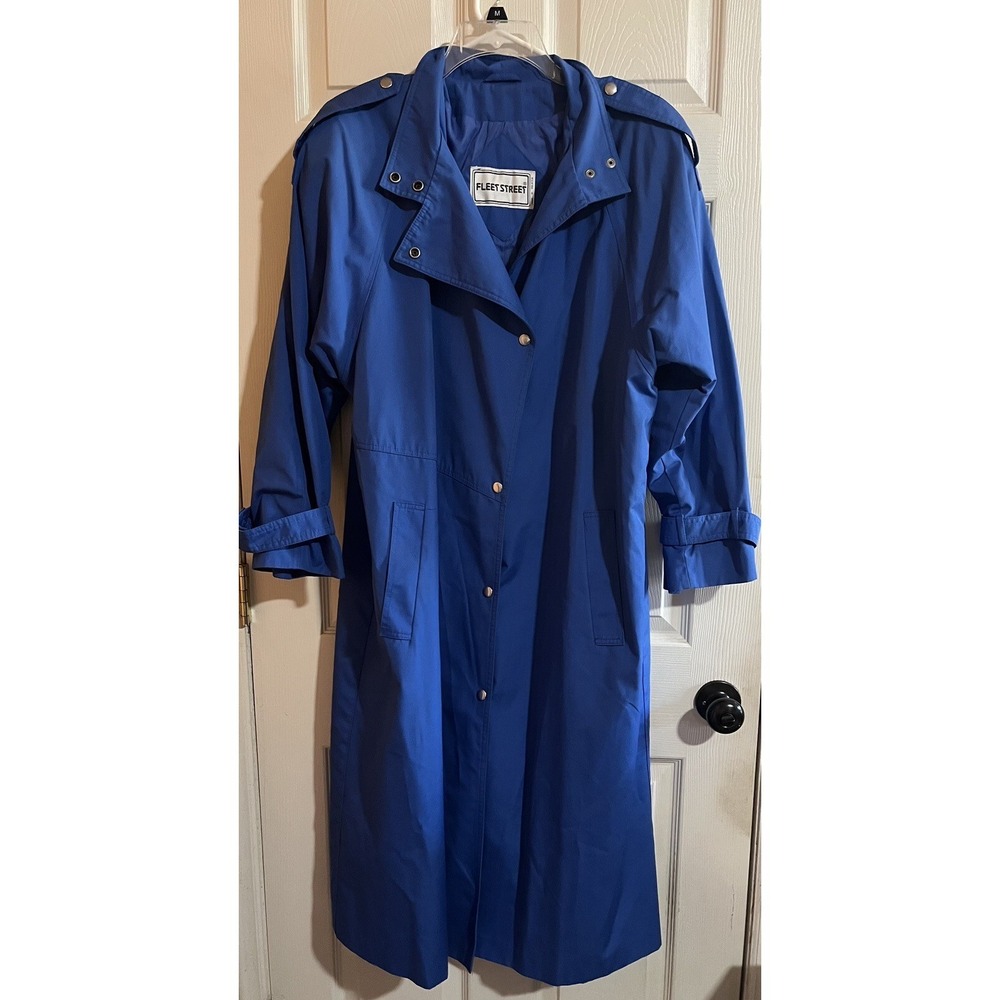 vtg Trench Coat /rain coat ,womens size 14,‎ Royal Blue ,snap front